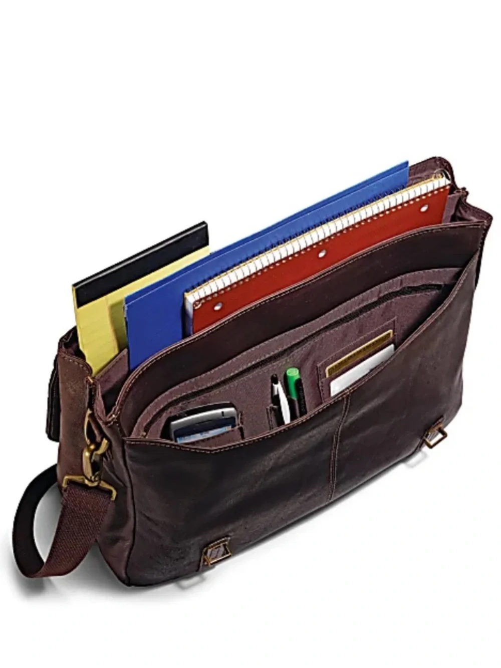 Samsonite® Leather Portfolio, Brown Leather Messenger Bag ‎ Men -